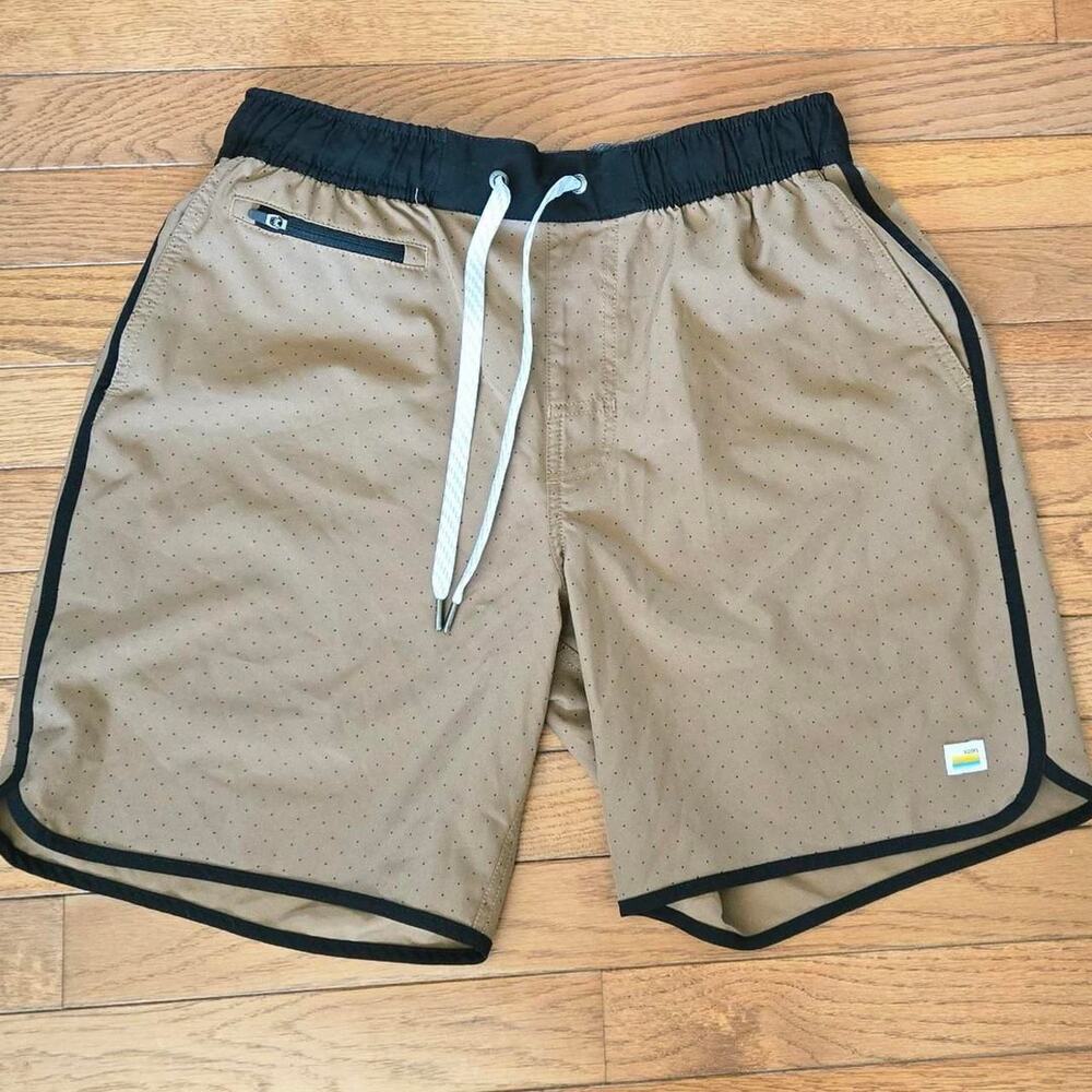 vuori mens brown black pull on casual shorts medium